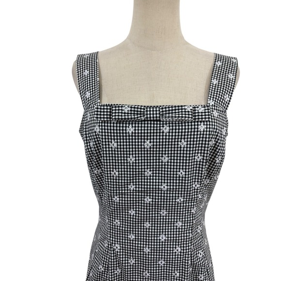 Sara Campbell Gingham Dress Eyelet Lace Sun 60s Mod Style Costal Preppy Sz 10 - Picture 2 of 9